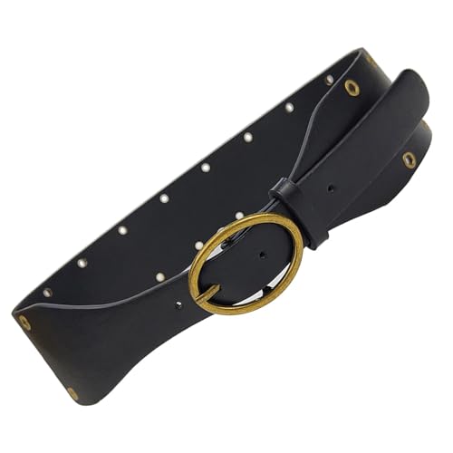 Popular Belt For Women Fashion PU Leather Belt Punk Rivet Studded Waistband Dress Sweater 2000s Girl Waist Decoration