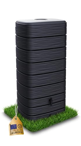 Ondis24 Regenwasser Wandtank Regenfass Eco 650 Liter Graphit anthrazit inkl. Wasserhahn