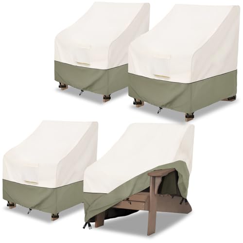Image of Bitubi Waterproof 4 Pack Patio Adirondack Chair Cover for Outdoor Chair Size Up to 32W x 35D x 36H inch,Outdoor Lawn Patio Furniture Covers (Beige)