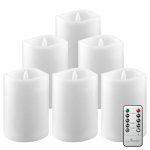 Image of Stonebriar 3 Count White Real Wax 3x4 Flameless LED Pillar Candles with Remote and Timer
