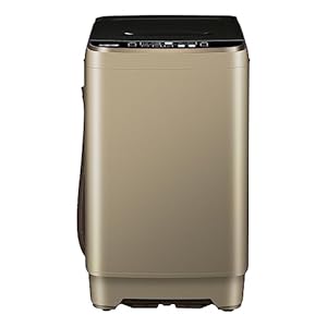 Full Automatic Washing Machine, 15.6 lbs Top Load Portable Washer with Drain Pump, LED Display with 10 Programs & 8 Water Levels Selections, Ideal for Apartment, Dorm, RV, Camping, Gold