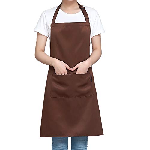 Two Pockets Adjustable Bib Adult Apron - Extra Long Ties - Heavy duty kitchen apron Money apron Waitresses apron - Cooking Kitchen Aprons