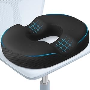 Image of Donut Pillow - with Coccyx Support Shape - Orthopedic Seat Cushion for Hemorrhoid & Tailbone Pain Relief, Sciatica Support - Ideal for Office Chairs, Car Seats & Wheelchairs