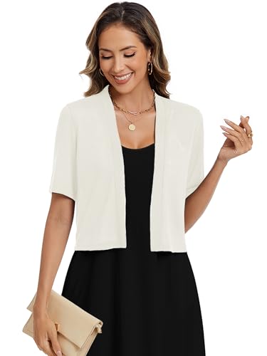 Heymoments Women's 3/4 Sleeve Thin Shrugs Lightweight Open Front Cropped Cardigan for Women3