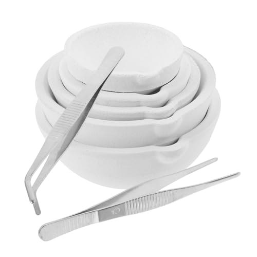 VILLCASE 7-pc Set Quartz Jewelry Crucible Set Melting Pot Crucible Dish for Metal Portable Durable