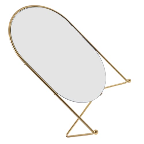 Miroir ovale 33 cm doré en métal pour table et coiffeuse - 2