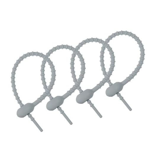 MECCANIXITY 4 Pack Silicone Cable Ties 7 Inch Reusable Zip Ties Twist Ties Elastic Wire Tie Cord Organizer for Bag Clip Cord Management, Grey