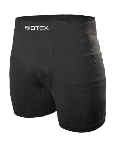 BIOTEX Boxer Seamless con Fondello da Uomo, Elasticizzato e Traspirante, Ideale per Tutti Gli Sport, Nero, Taglia III (XL-XXL)