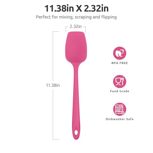 Image of U-Taste Silicone Spoon Spatula, 600F High Temp Spoonula, 11.38 inch, Rosy Pink