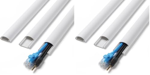 Image of ZhiYo 42.5in Cord Covers for 1-2 Wires on Wall, 1 inch W x 0.4 inch H, White (Pack of 2)