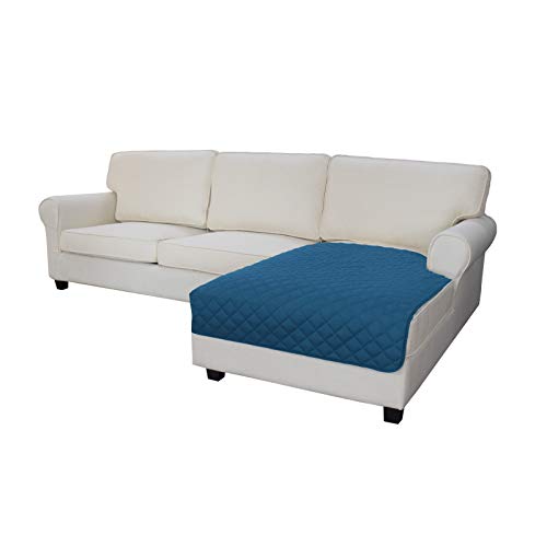 Image of Easy-Going Microfiber Sofa Slipcover L Shape Sectional Couch Cover 42X52 Inches Rectangular Chaise Lounge Cover Reversible Furniture Protector For Pets Children Dog(Peacock Blue /Peacock Blue)