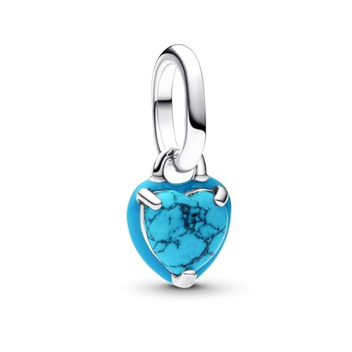 Pandora ME 793827C01 - Mini ciondolo a forma di cuore turchese, in argento Sterling, compatibile con Me e Moments, 3,2x8,4x6,2 mm, Argento sterling, Turchese