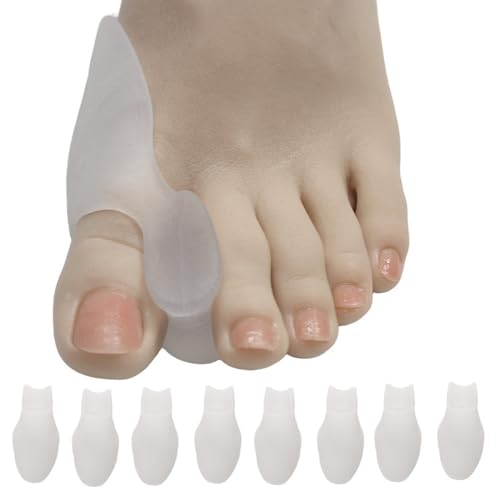 8 correctores de juanetes de silicona transparente, tamaño universal, alivia el dolor de pies causado por la fricción, el roce y la presión (transparente)