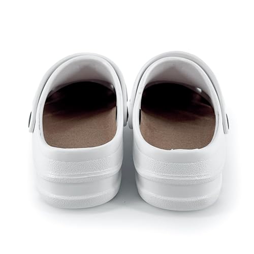 JOMIX Herren Clogs Krankenhaus Küche Arbeitsclogs Anti-Rutsch Gummi Arbeitsschuhe Gartenschuhe (Weiß, 42/43 EU)