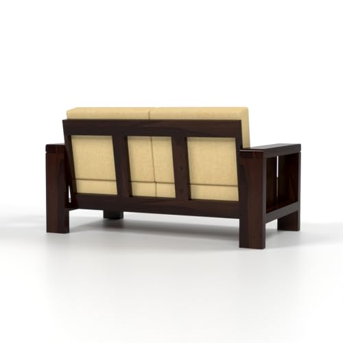 Image of Solid Sheesham Wood 4 Seater Sofa Set for Living Room I Wooden Sofa Set for Living Room Furniture 2+2 (Walnut, 4 Seater)