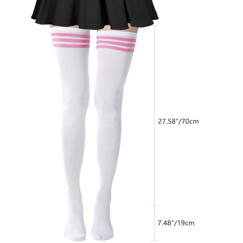 Image of DRESHOW Extra Long High Thigh Socks Striped Over Knee Thin Tights Long Stocking