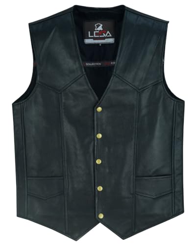Black Leather Vest Men with Concealed Carry Pockets2