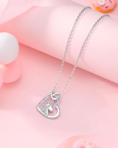 UNGENT THEM Happy 4th/5th/6th/7th Magical Birthday Gifts for Girls, Unicorn Necklace Bday Presents4