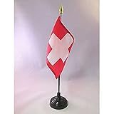 TISCHFLAGGE SCHWEIZ 15x10cm goldene splitze - HELVETISCHE TISCHFAHNE 10 x 15 cm - flaggen AZ FLAG