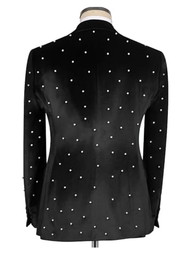 Luxury Velvet Men Suit 2 Piece Shawl Lapel Green Tailor Made Tuxedos with Pearl for Prom,Party,Wedding4