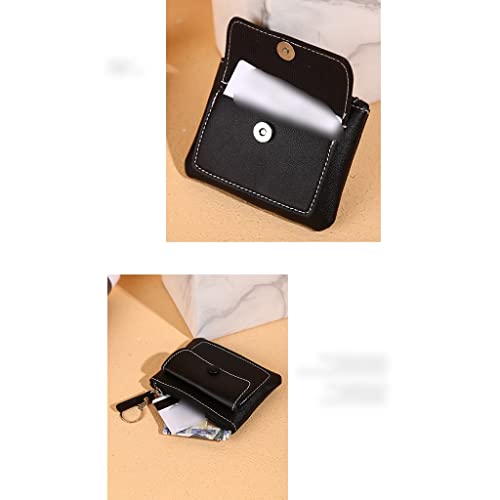 Ladies Zipper Cropped Wallet Card Holder Buckle Purse Key Case(Black)4