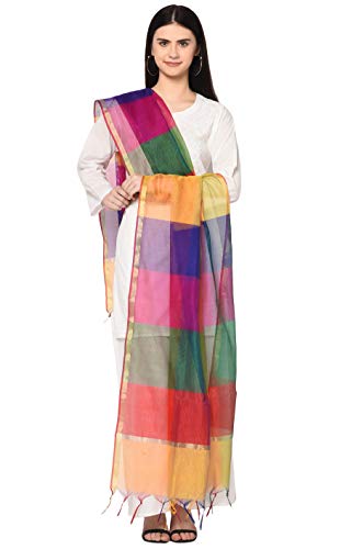 Weavers Villa Damen Dupatta Chunni/Stole/Schal aus Polyseide, mehrfarbig Cover