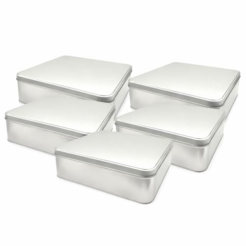 Aucomptoirdesboites Lot de 6 boîtes à biscuits carrées 23 x 23 cm - Fer blanc vernis alimentaire - couvercle cloche - Usage alimentaire - rangement biscuits -...