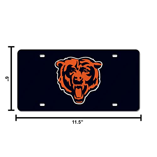 Rico Industries Nfl Chicago Bears - Bear Head Laser Inlaid Metal License Plate Tag , 6 X 12" #TOP4