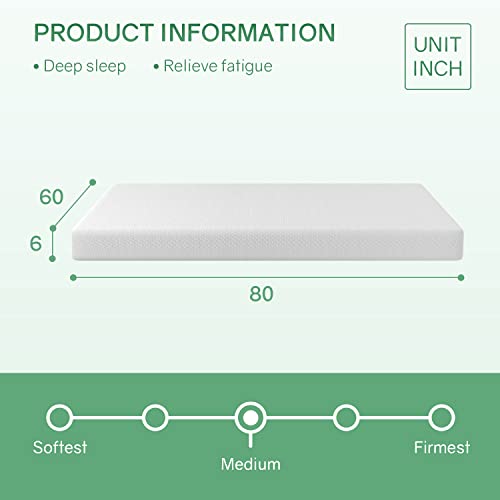 Image of PayLessHere Queen Size Mattress,Fiberglass Free 6 Inch Green Tea Cooling Gel Memory Foam Mattress in a Box,Medium-Firm,Pressure Relief&Temperature Regulation,CertiPUR-US Certified,White