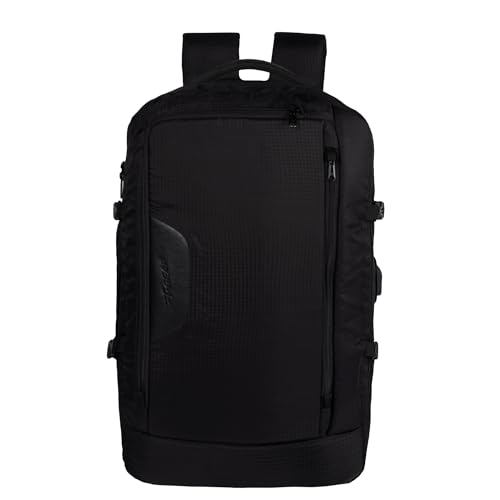 F Gear Blackhawk Black 40L Laptop Backpack with USB Charging Port & Luggage Strap | 180° Openable for Easy Packing, 2 Compartments & 1 Pocket, Water-Resistant Travel & Office, Fits Upto 17 Inch Laptop
