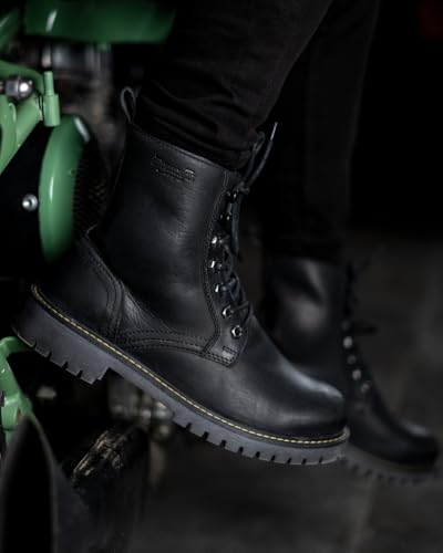 Image of Trip Machine Company Premium Leather Men's Motorcycle Riding Boots - Derby | 3 Point Protection | Ankle, Toe & Heal Protectors | CE Certified | Light Weight | Anti Slip Sole | Lifestyle Boots