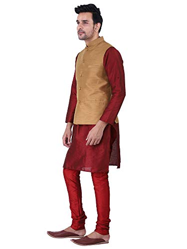 Image of Sadree Silk Men's Kurta Pajama Waistcoat or Nehru Jacket Set