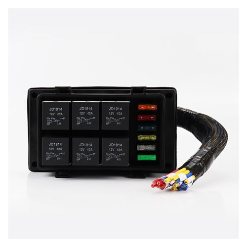 Caja de fusibles de 6 vías bloque de distribución 12V precableado estanco coche
