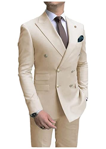 Double Breasted Men Suits(Jacket+Pants) Wedding Suits Groomsmen Tuxedo Business Office Suits