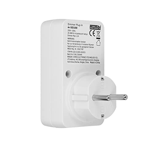 mumbi 10215 socket dimmer, blanc, prise de type f