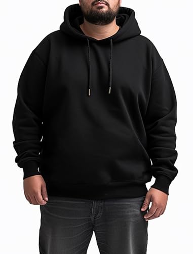 Mens 2024 Casual Cotton Hooded Collar Drawstring Black Hoodies Pullover Sweatshirts Casual Long Sleeve Shirts 4xl