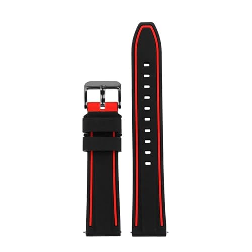 Silicone Sport Strap Compatible With Omega X Compatible With Swatch Moonswatch Quick Release Watch Band(Black red black)