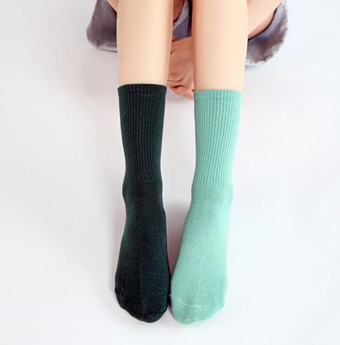 Image of Womens Colorful Basic Sock -Unique Knit Cotton Crew Socks 3 Pack