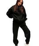 Photo Gallery xitoio tuta da donna oversize in due pezzi, tinta unita, con cappuccio, per lounge e sport, taglie forti disponibili, nero , l Photo Gallery xitoio tuta da donna oversize in due pezzi, tinta unita, con cappuccio, per lounge e sport, taglie forti disponibili, nero , l
