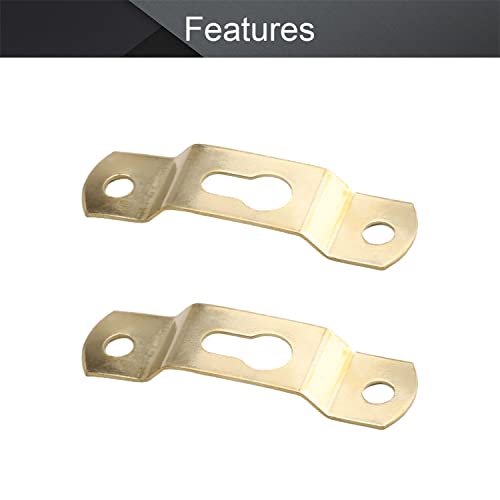 Image of MroMax 20PCS Keyhole Hanging Plate 1.93 inch x 0.51 inch Single Hole Hook for Hanging Paintings Artwork Picture Frame Hook Photos Gold Tone