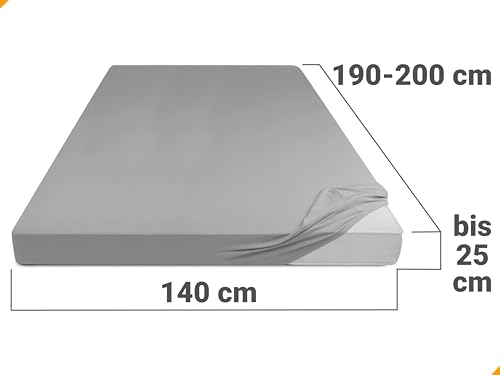 npluseins Jersey Spannbetttuch Baumwolle, 140x190-140x200 cm, Silber – Ansicht 3