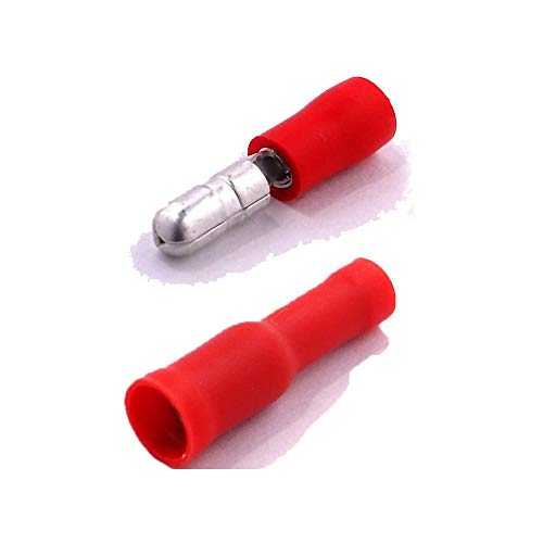 100 x Cosse Electrique Cylindriques Rouge (50x Male et 50x Femelles) - Cosses Electriques (Pour fils jusqu'à 0.4mm to 1mm²) Cover