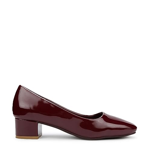 Image of Marc Loire Women Square Toe Solid Block Heel Pumps for Office, Party and Formal Wear