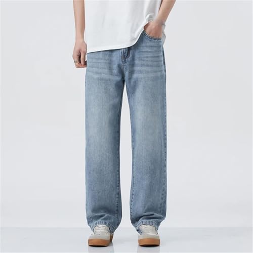 Men's Elastic Denim Jeans, 2025, Soft Loose Wide Pants, Casual Streetwear, Elastic Waist3