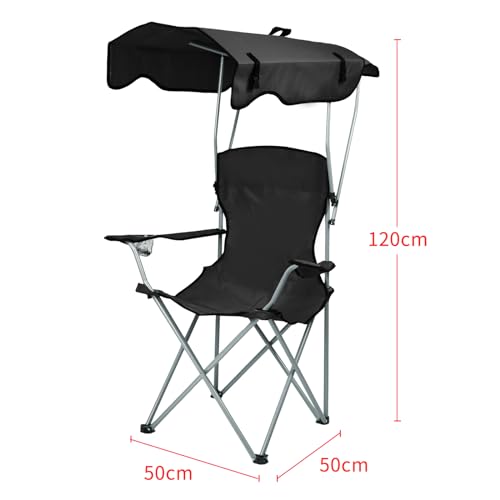 Chaise de camping pliante protégeant du soleil avec accoudoirs confortables - 4