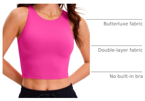 Image of CRZ YOGA Butterluxe Double Lined Crop Tank | Casual, Extremely Soft, Tight Fit, High Neck, Racerback, Sleeveless Tops for Women