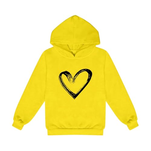 Teen Girls Fall Winter Hoodies Kids Cute Heart Print Pullover Tops Casual Loose Graphic Long Sleeve Sweatshirt Birthday Tops