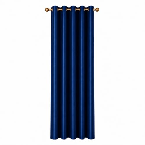 Image of Polyester Eyelet Door Curtain, Solid Plain Light Filtering Curtain for Bedroom, Living Room & Home Office, 7 Feet (84 x 48 Inch), Blue, Pack of 1