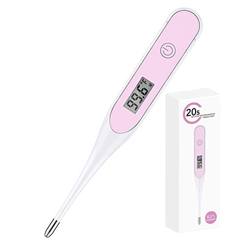 FOKEY Digital Thermometer, 20S Instant Reading Oral Armpit Temperature Meter, High Precision ? and ? Switchable Electronic Medical Thermometer for Babies and Adults(Pink)
