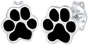 Elli Earrings Ladies Ear Studs Paws Animal Dog Cat Filigree with Enamel in 925 Sterling Silver